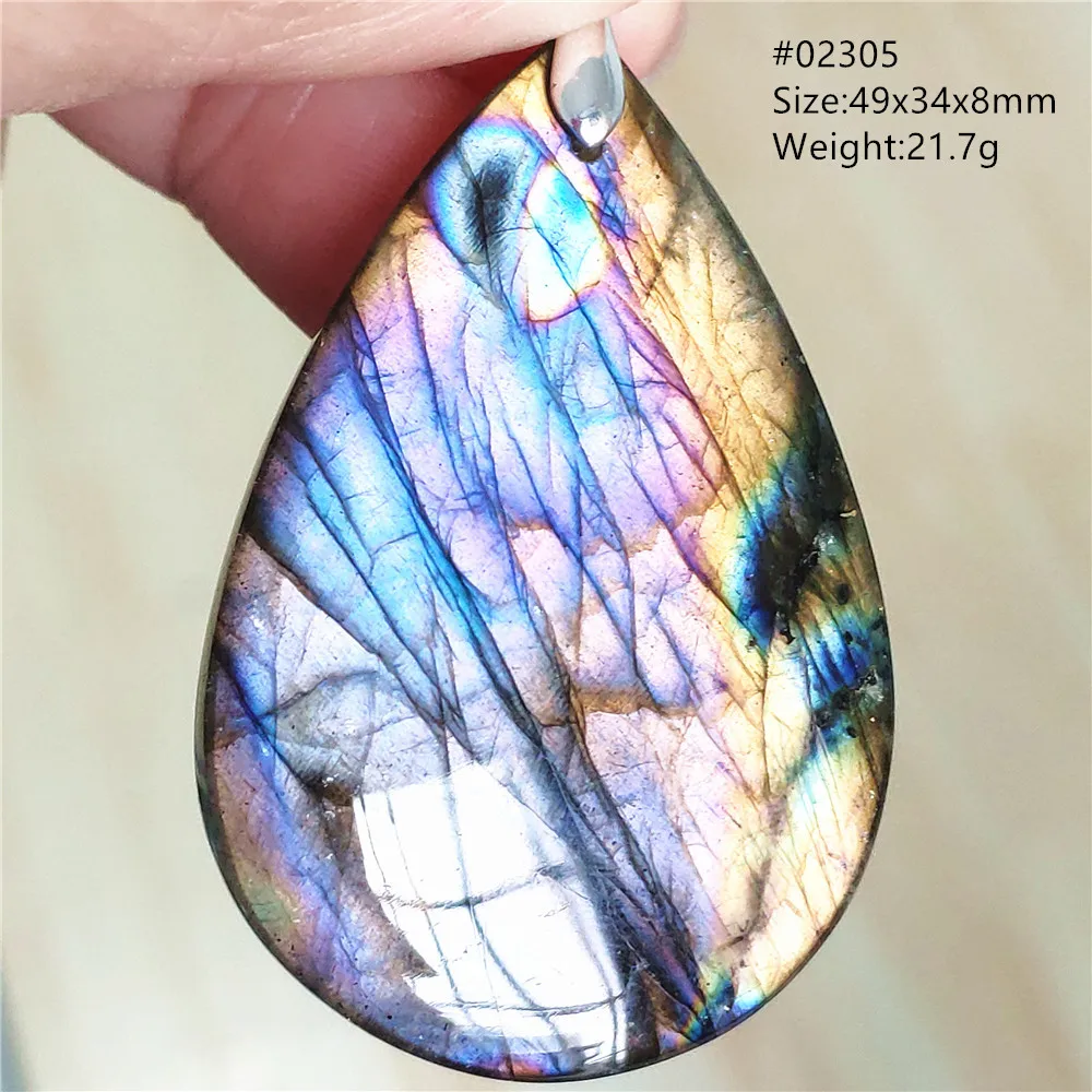 Natural Colorful Labradorite Pendant Water Drop Blue Light Labradorite Women Men Necklace Jewelry AAAAAA - Image 1