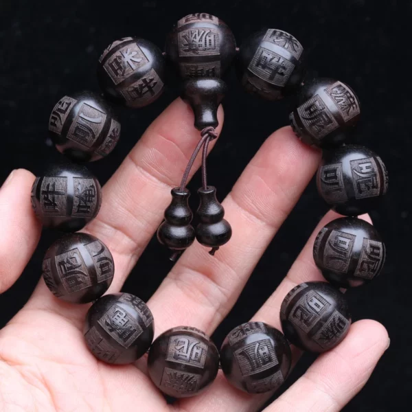 Natural Ebony Beaded Tibetan Buddhist Bracelet 18mm 20mm Men's Amulet Stretch Bracelet