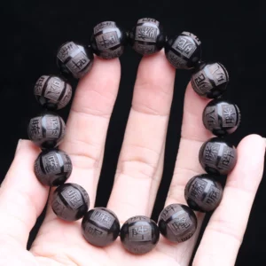 Natural Ebony Beaded Tibetan Buddhist Bracelet 18mm 20mm Men's Amulet Stretch Bracelet - Image 10