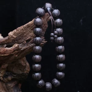 Natural Ebony Beaded Tibetan Buddhist Bracelet 18mm 20mm Men's Amulet Stretch Bracelet - Image 6