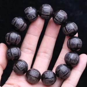 Natural Ebony Beaded Tibetan Buddhist Bracelet 18mm 20mm Men's Amulet Stretch Bracelet - Image 4