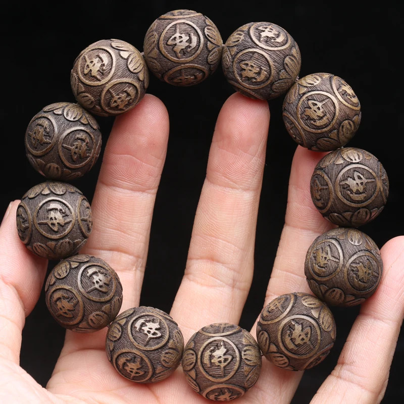 Natural Ebony Wood Bead Bracelet, Buddhist Meditation Rosary, Elastic Yoga Charm, Tibetan Lucky 15MM Beads And 18mm Bracelet - Image 2