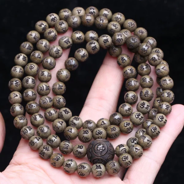 Natural Ebony Wood Bead Bracelet, Buddhist Meditation Rosary, Elastic Yoga Charm, Tibetan Lucky 15MM Beads And 18mm Bracelet