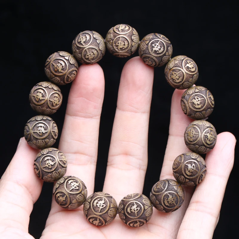Natural Ebony Wood Bead Bracelet, Buddhist Meditation Rosary, Elastic Yoga Charm, Tibetan Lucky 15MM Beads And 18mm Bracelet - Image 1