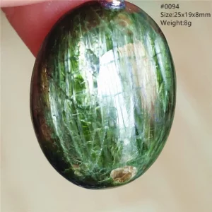 Natural Green Diopside Cat Eye Oval Pendant Necklace - Image 23