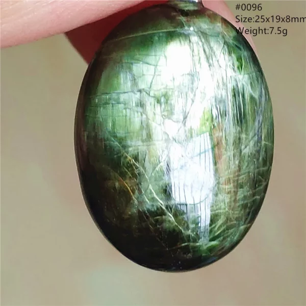Natural Green Diopside Cat Eye Oval Pendant Necklace
