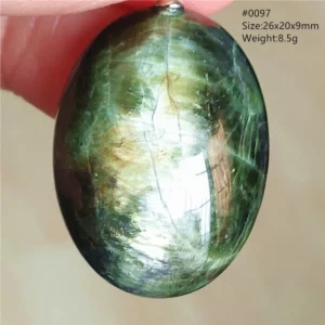 Natural Green Diopside Cat Eye Oval Pendant Necklace - Image 22