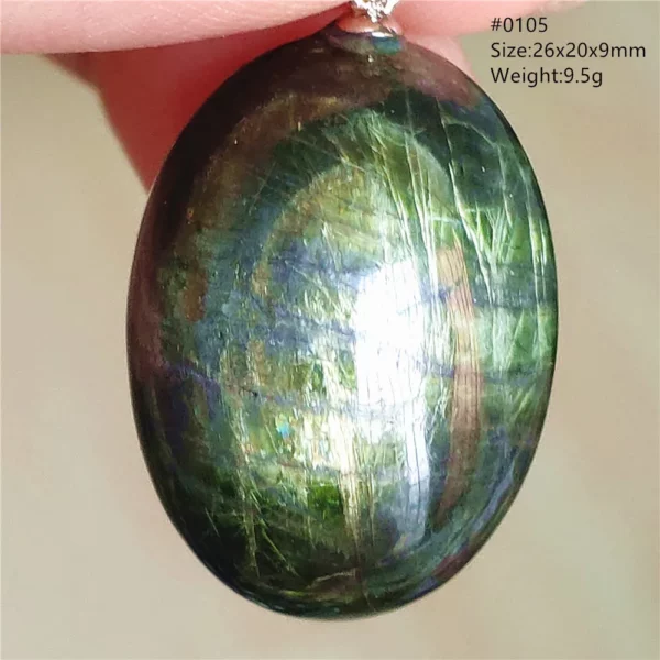 Natural Green Diopside Cat Eye Oval Pendant Necklace