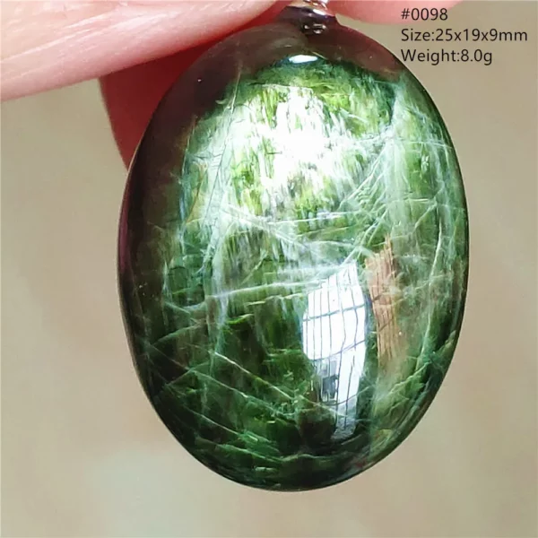 Natural Green Diopside Cat Eye Oval Pendant Necklace