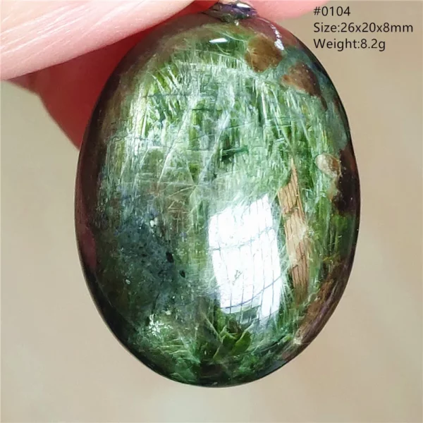 Natural Green Diopside Cat Eye Oval Pendant Necklace