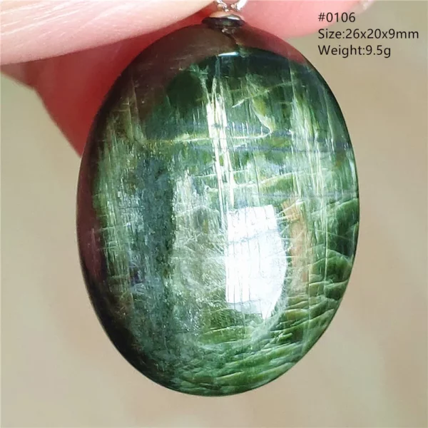 Natural Green Diopside Cat Eye Oval Pendant Necklace