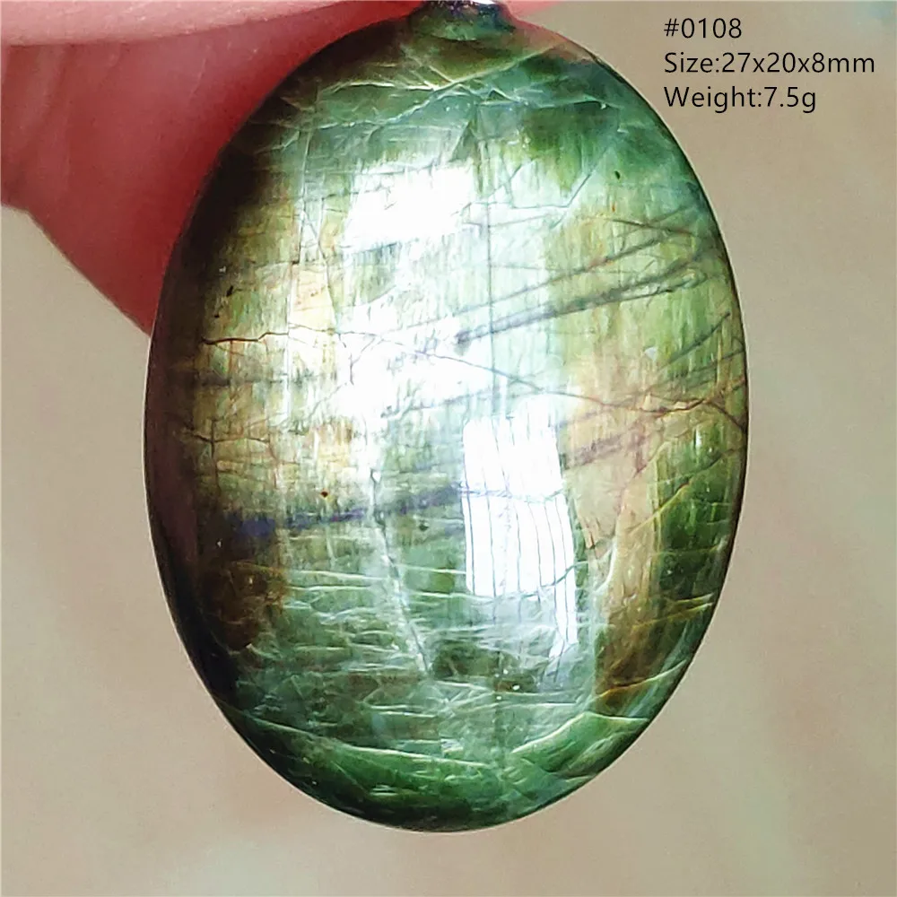 Natural Green Diopside Cat Eye Oval Pendant Necklace - Image 19