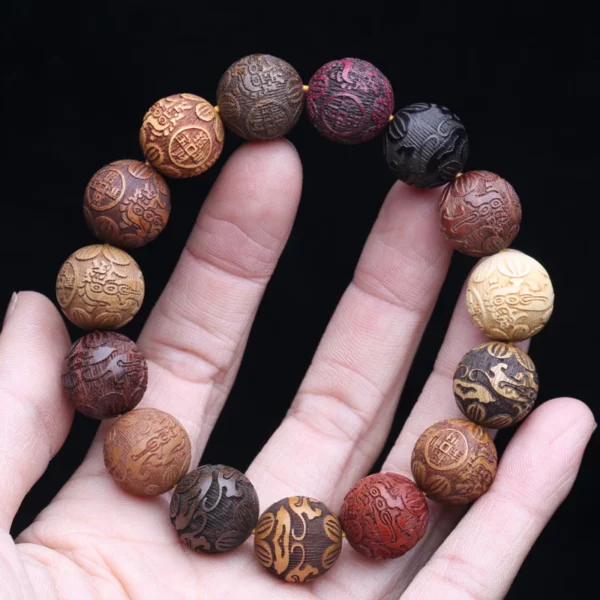 Natural Multicolor Wooden Bracelet for Men, 20mm Elastic