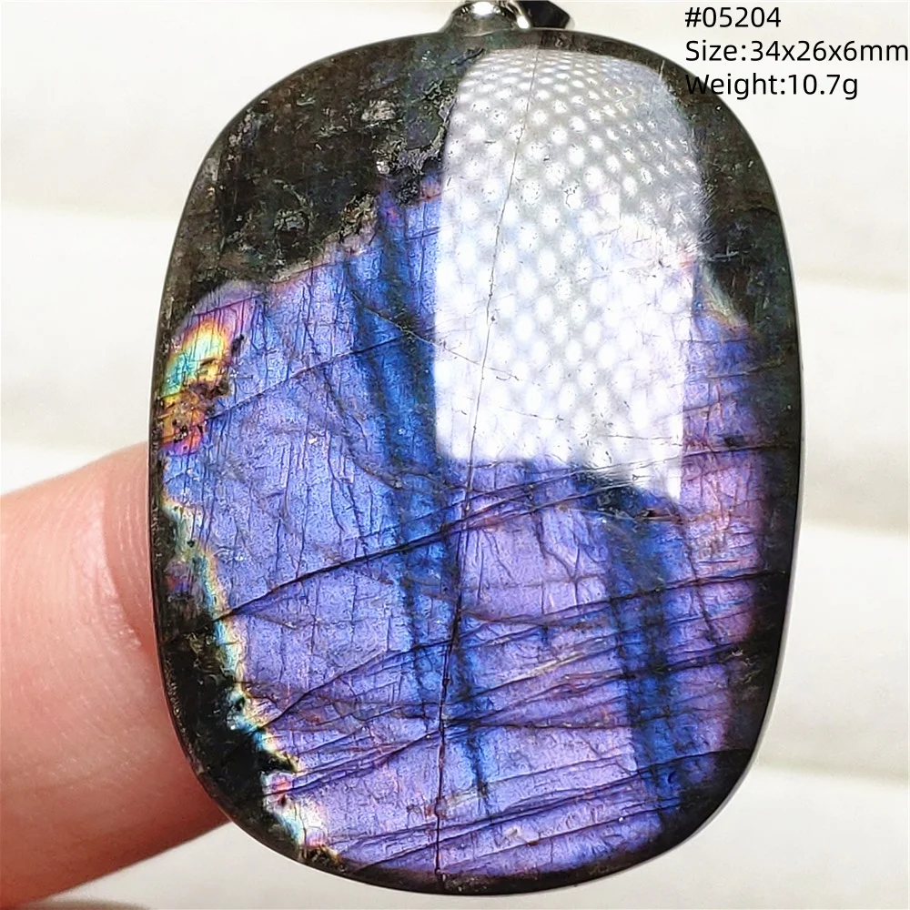 Rainbow Flash Purple Labradorite Pendant Necklace - Image 55