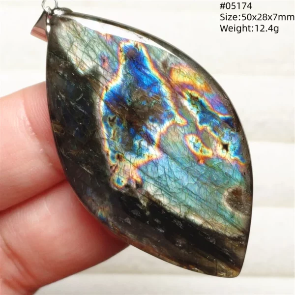 Rainbow Flash Purple Labradorite Pendant Necklace