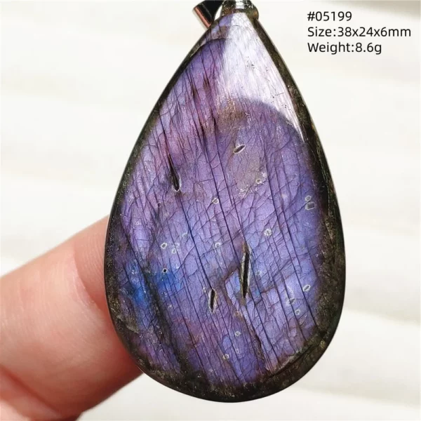 Rainbow Flash Purple Labradorite Pendant Necklace