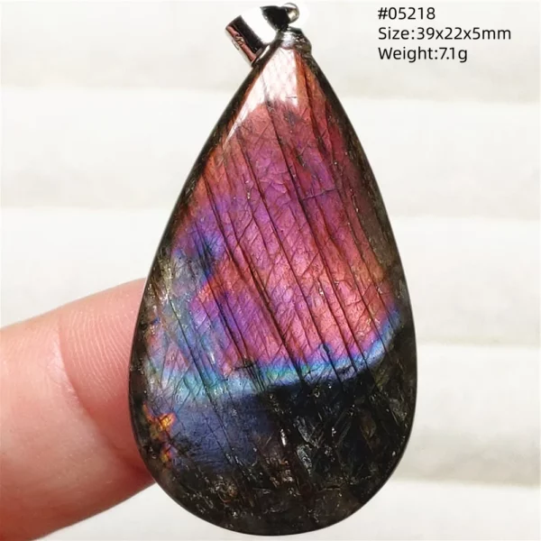 Rainbow Flash Purple Labradorite Pendant Necklace