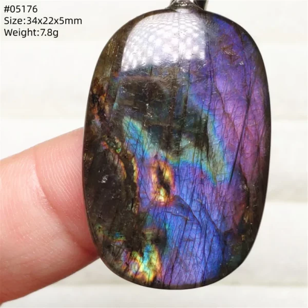 Rainbow Flash Purple Labradorite Pendant Necklace
