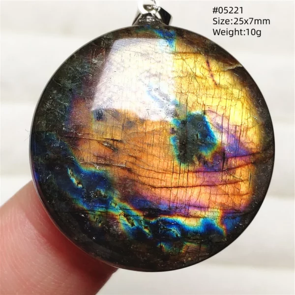 Rainbow Flash Purple Labradorite Pendant Necklace