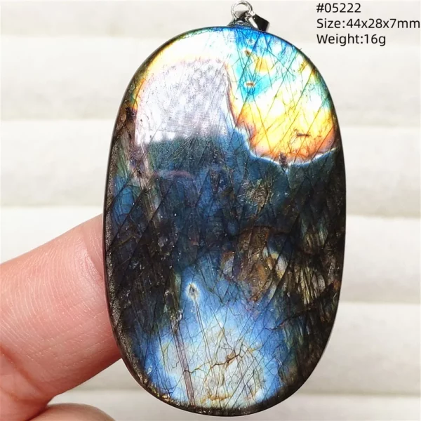 Rainbow Flash Purple Labradorite Pendant Necklace