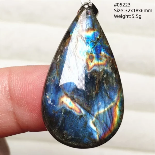 Rainbow Flash Purple Labradorite Pendant Necklace