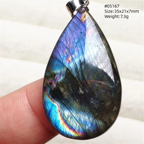 Rainbow Flash Purple Labradorite Pendant Necklace
