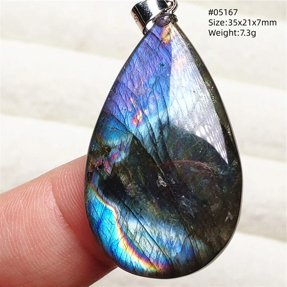 Rainbow Flash Purple Labradorite Pendant Necklace - Image 33
