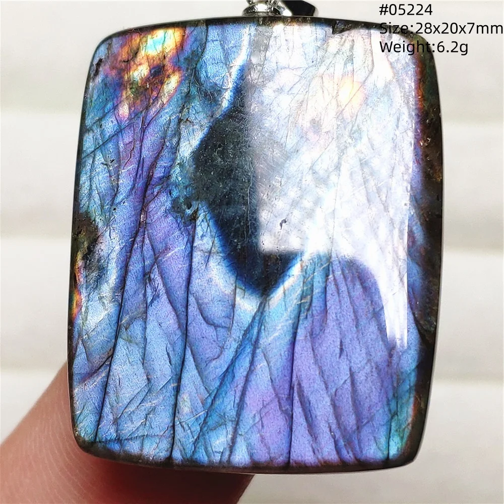 Rainbow Flash Purple Labradorite Pendant Necklace - Image 10