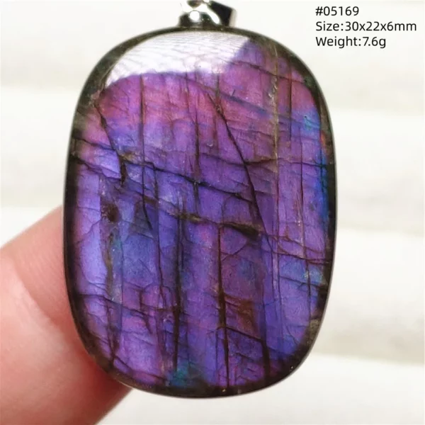 Rainbow Flash Purple Labradorite Pendant Necklace
