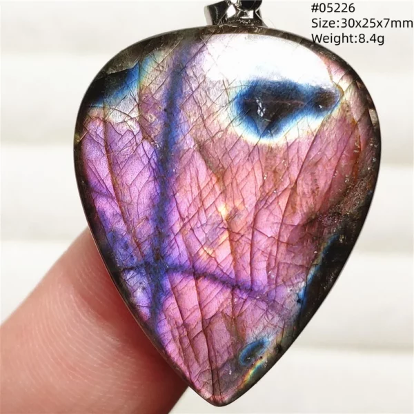 Rainbow Flash Purple Labradorite Pendant Necklace