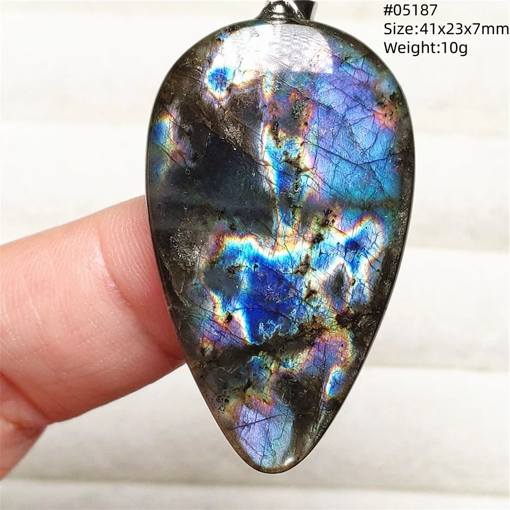 Rainbow Flash Purple Labradorite Pendant Necklace - Image 65