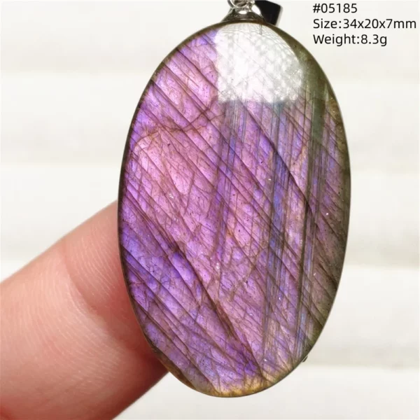 Rainbow Flash Purple Labradorite Pendant Necklace
