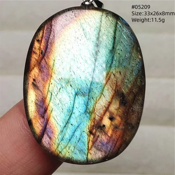 Rainbow Flash Purple Labradorite Pendant Necklace