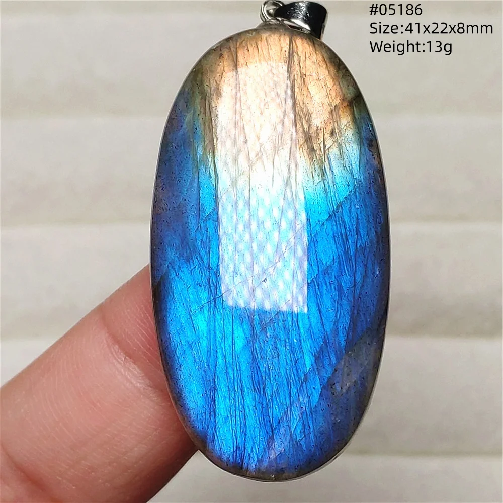 Rainbow Flash Purple Labradorite Pendant Necklace - Image 5