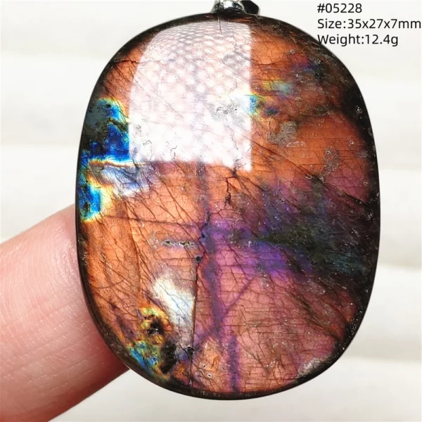 Rainbow Flash Purple Labradorite Pendant Necklace
