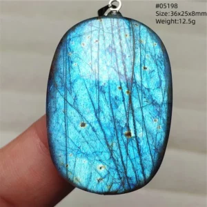 Rainbow Flash Purple Labradorite Pendant Necklace - Image 6
