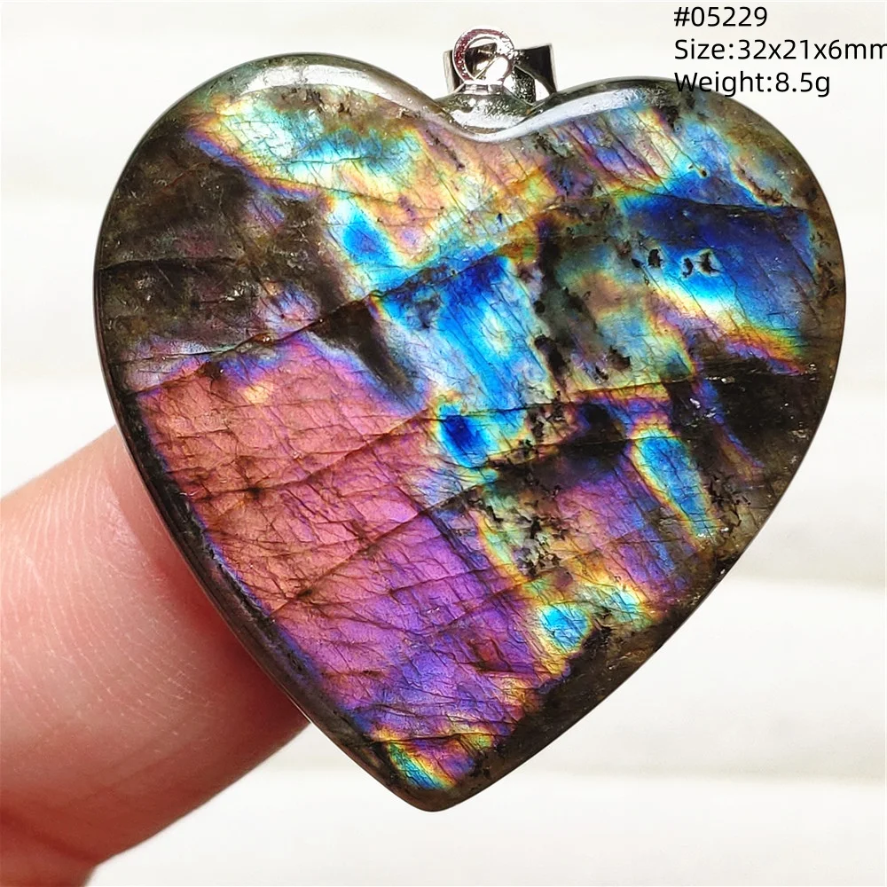 Rainbow Flash Purple Labradorite Pendant Necklace - Image 11