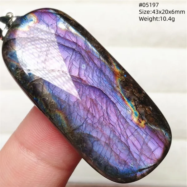 Rainbow Flash Purple Labradorite Pendant Necklace