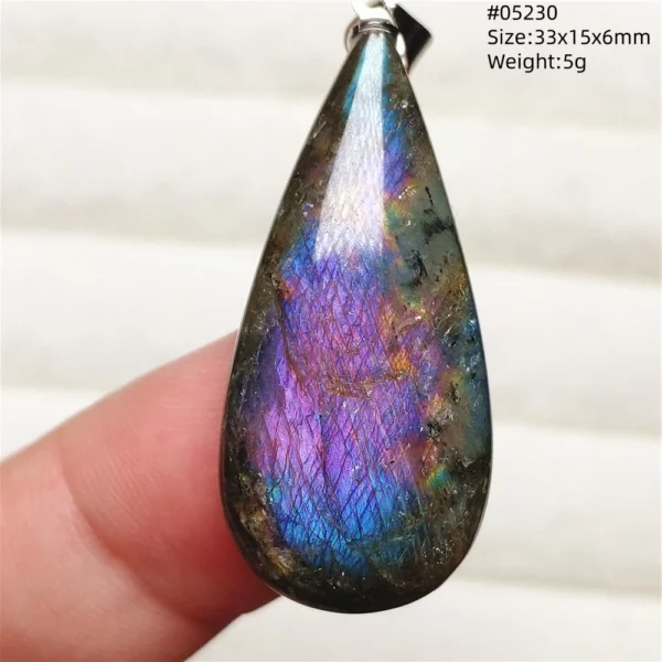 Rainbow Flash Purple Labradorite Pendant Necklace