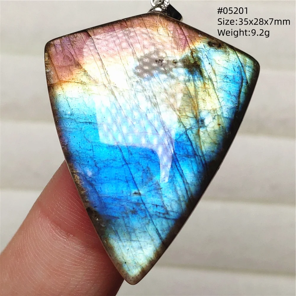 Rainbow Flash Purple Labradorite Pendant Necklace - Image 48