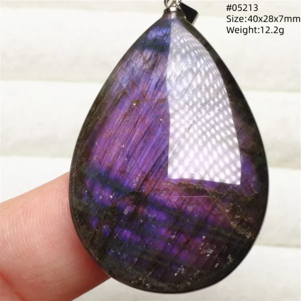 Rainbow Flash Purple Labradorite Pendant Necklace