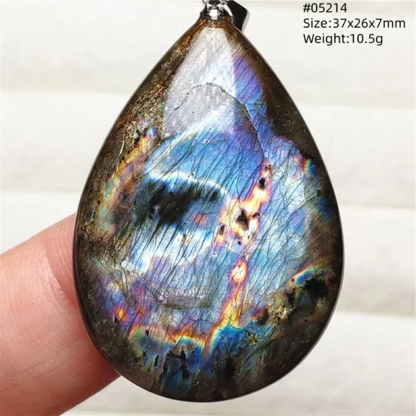Rainbow Flash Purple Labradorite Pendant Necklace