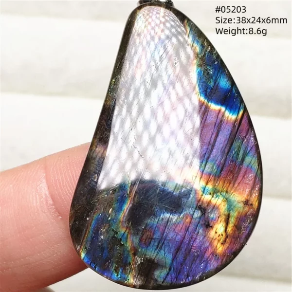 Rainbow Flash Purple Labradorite Pendant Necklace