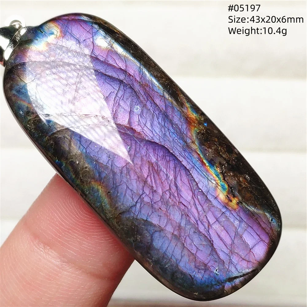 Rainbow Flash Purple Labradorite Pendant Necklace - Image 1