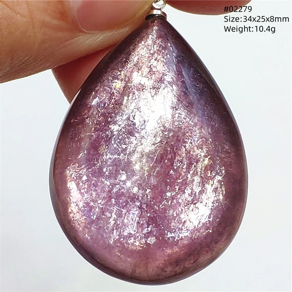 Purple Lepidolite & Red Tourmaline Flash Pendant Necklace - Image 10