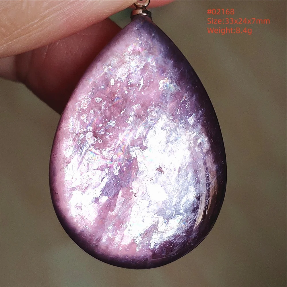 Purple Lepidolite & Red Tourmaline Flash Pendant Necklace - Image 49