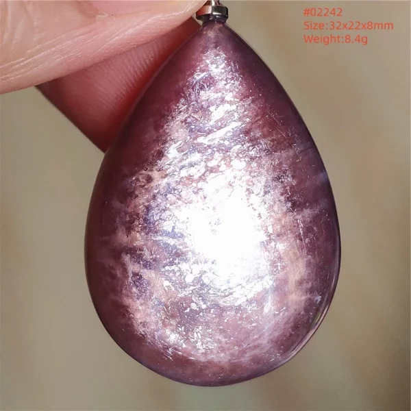 Natural Lepidolite, Red Tourmaline & Clear Quartz Pendant