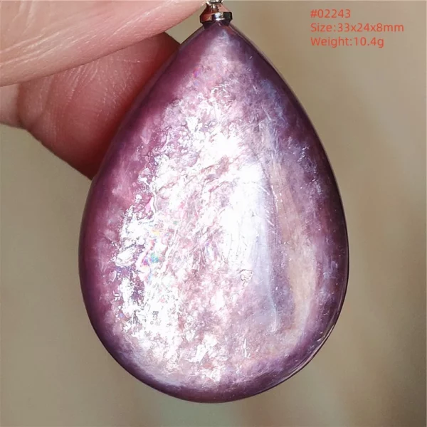 Natural Lepidolite, Red Tourmaline & Clear Quartz Pendant