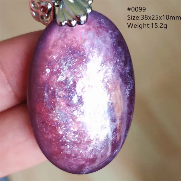 Natural Lepidolite, Red Tourmaline & Clear Quartz Pendant