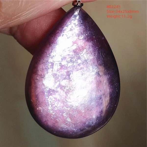 Natural Lepidolite, Red Tourmaline & Clear Quartz Pendant